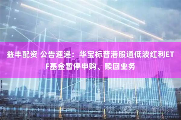 益丰配资 公告速递：华宝标普港股通低波红利ETF基金暂停申购、赎回业务